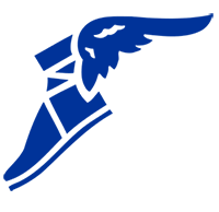 Mėlyna „Goodyear“ pėda su sparnu