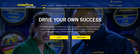 La página de inicio del centro de formación de Goodyear